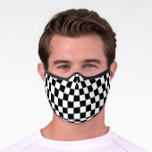 Black White Checkered Pattern Premium Face Mask (Worn)