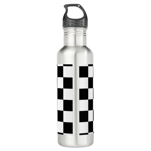 Black & White Checkered Pattern Stainless Steel Water Bottle | Zazzle