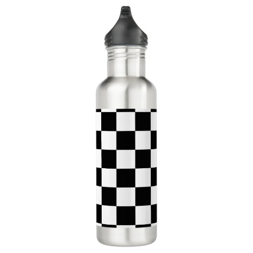 Black & White Checkered Pattern Stainless Steel Water Bottle | Zazzle