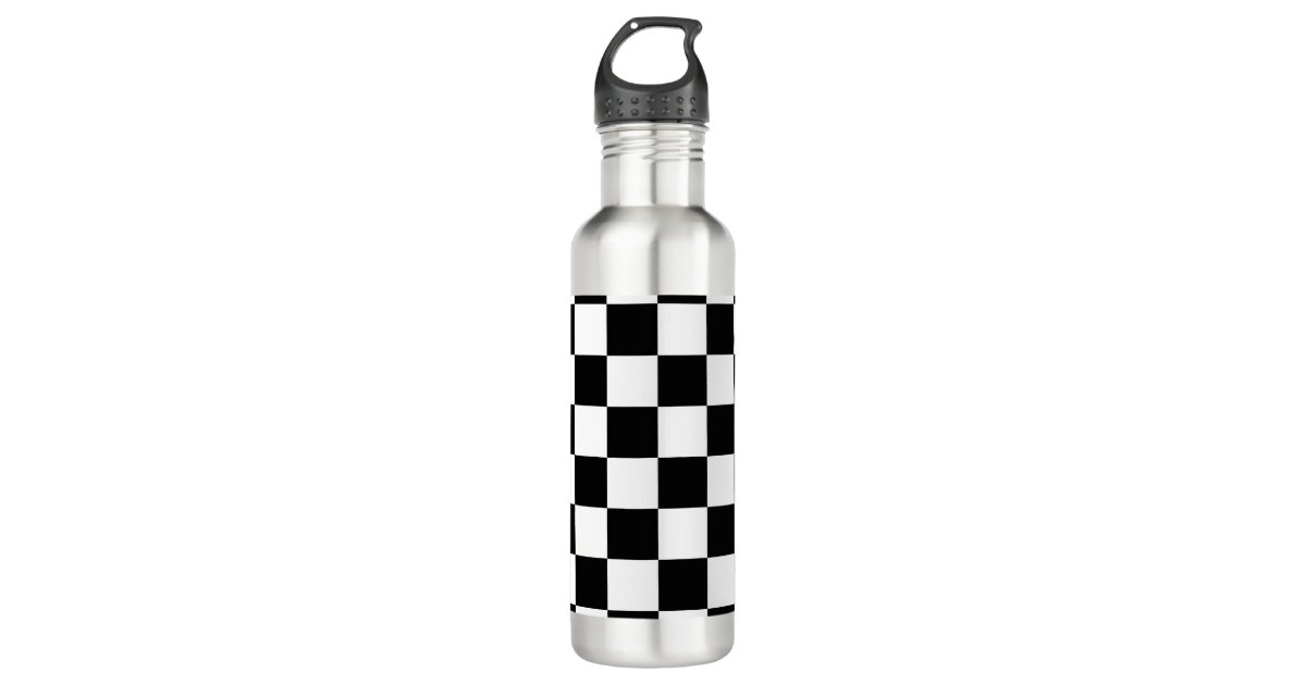Black & White Checkered Pattern Stainless Steel Water Bottle | Zazzle