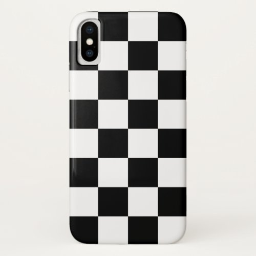 Black  White Checkered Pattern WB iPhone X Case