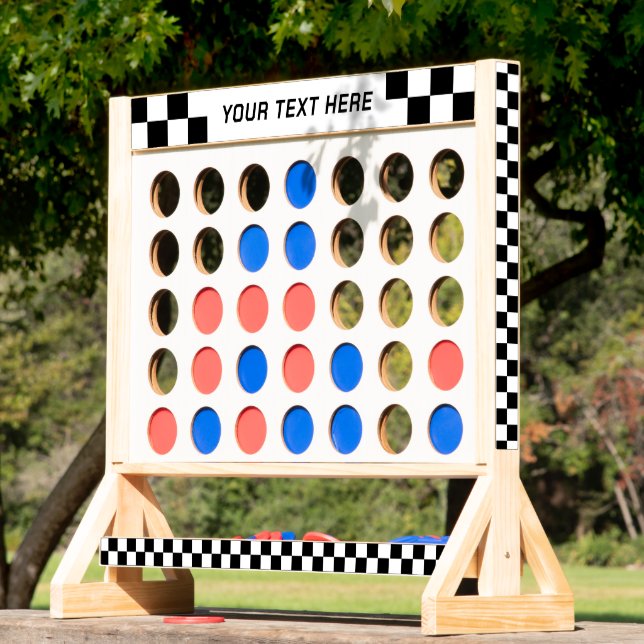 Black White Checkered Personalized Jumbo Fast Four (Lawn)