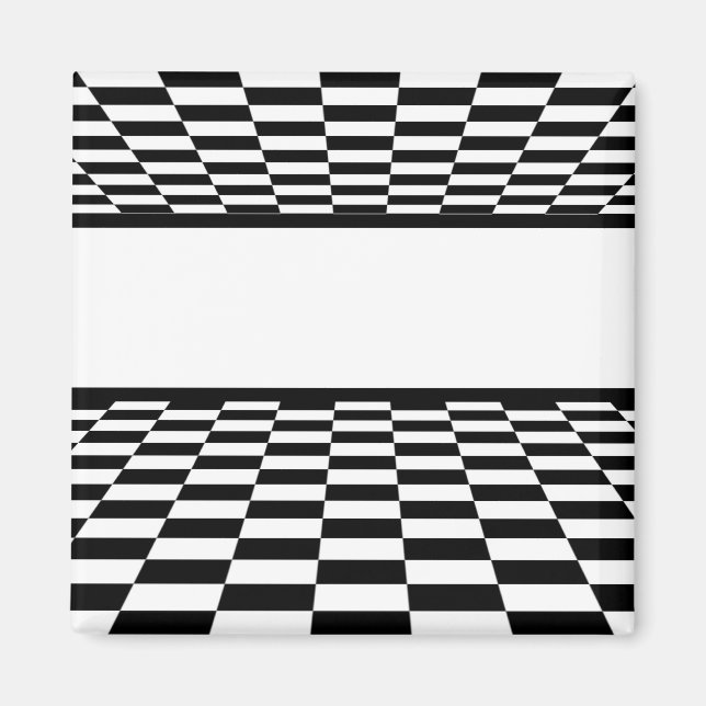 Black & White Checkered Perspective Magnet (Front)