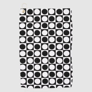 Black White Checkered Polka Dots Golf Towel