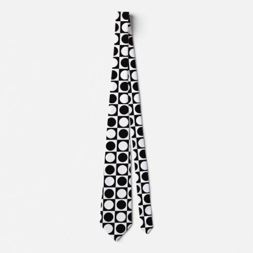 Black White Checkered Polka Dots  Neck Tie