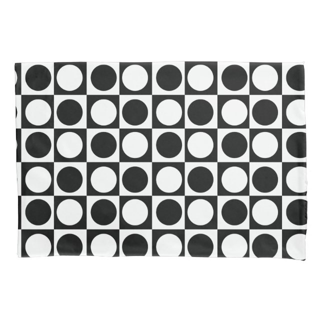 Black White Checkered Polka Dots  Pillow Case (Front)