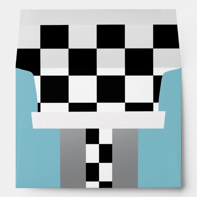 Black & white checkered, race car envelope (Back (Bottom))