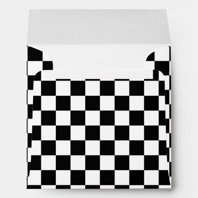 Black & White Checkered Race Invitation Envelope (Back (Bottom))