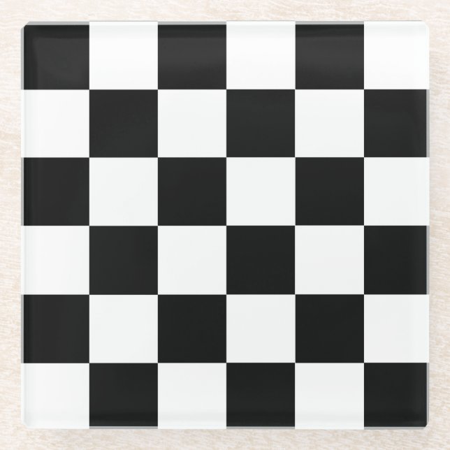 Black & White Checkered Racing Flag Coaster (Front)