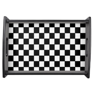 Black White Checkered Serving Tray