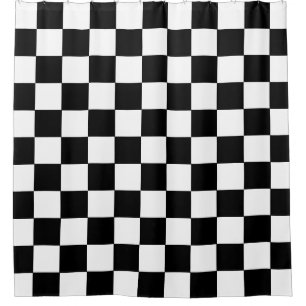Black White Checkered Shower Curtain