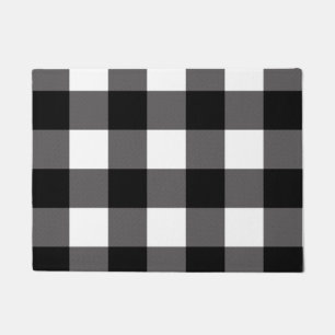 Black & White Checkered Squares Buffalo Plaid Doormat