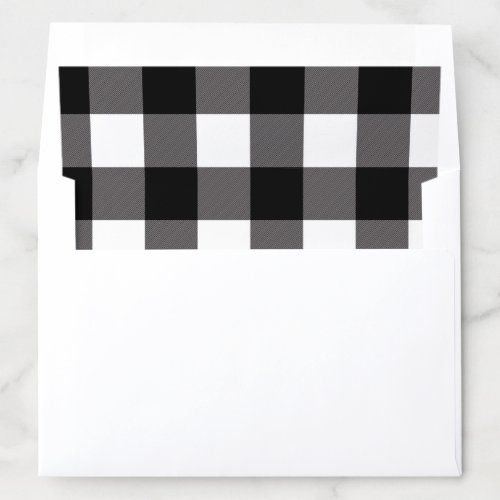 Black  White Checkered Squares Buffalo Plaid Envelope Liner