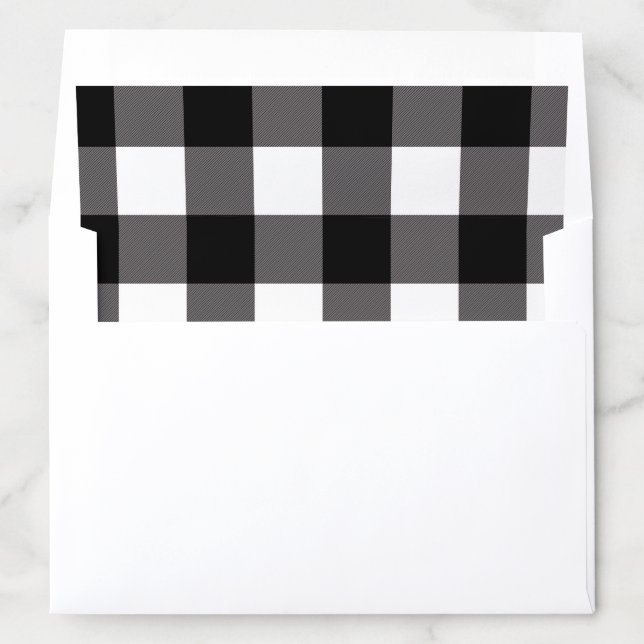 Black & White Checkered Squares Buffalo Plaid Envelope Liner (In Envelope)