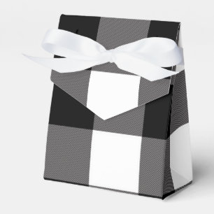 Black & White Checkered Squares Buffalo Plaid Favor Boxes