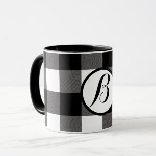 Black & White Checkered Squares Buffalo Plaid Mug