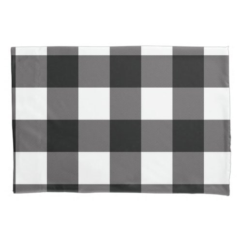 Black  White Checkered Squares Buffalo Plaid Pillow Case