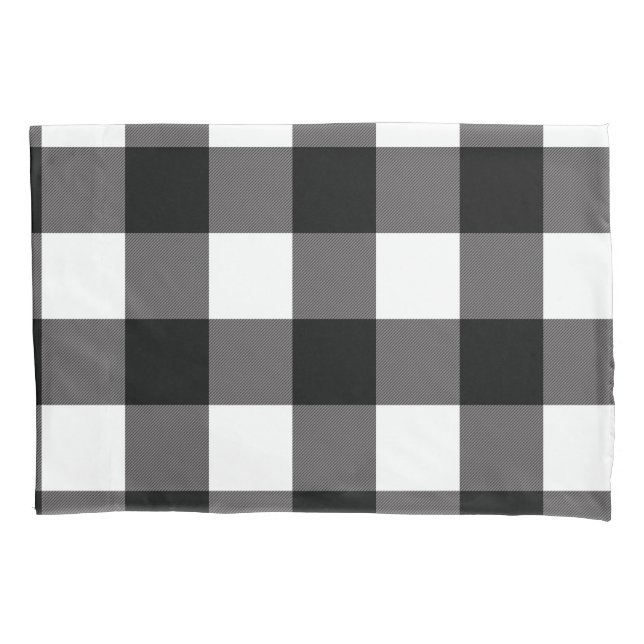 Black & White Checkered Squares Buffalo Plaid Pillow Case (Front)