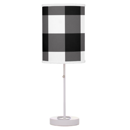 Black  White Checkered Squares Buffalo Plaid Table Lamp