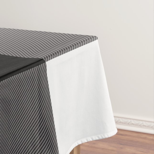 Black & White Checkered Squares Buffalo Plaid Tablecloth (In Situ)
