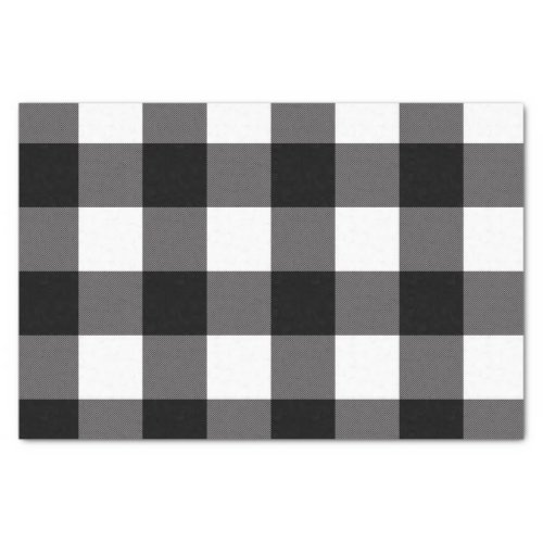 Black  White Checkered Squares Buffalo Plaid Tissue Paper