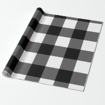 Black & White Checkered Squares Buffalo Plaid Wrapping Paper