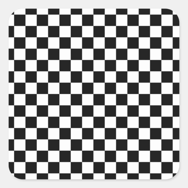 Black White Checkered Sticker; Choose Shape Square Sticker (Front)
