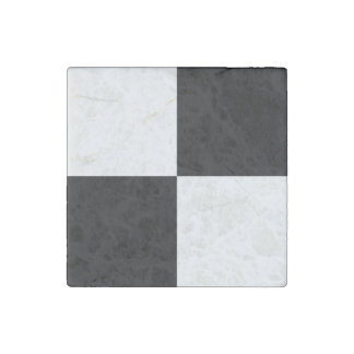 Black White Checkered Stone Magnet