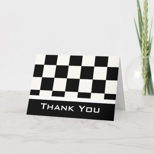 BlackWhite Checkered Thank You Greeting Card