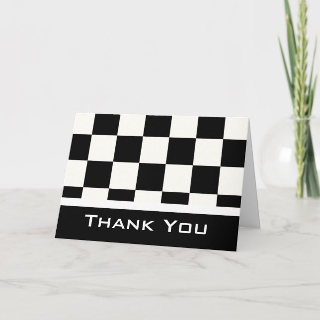 Black/White Checkered Thank You Greeting Card (Front)