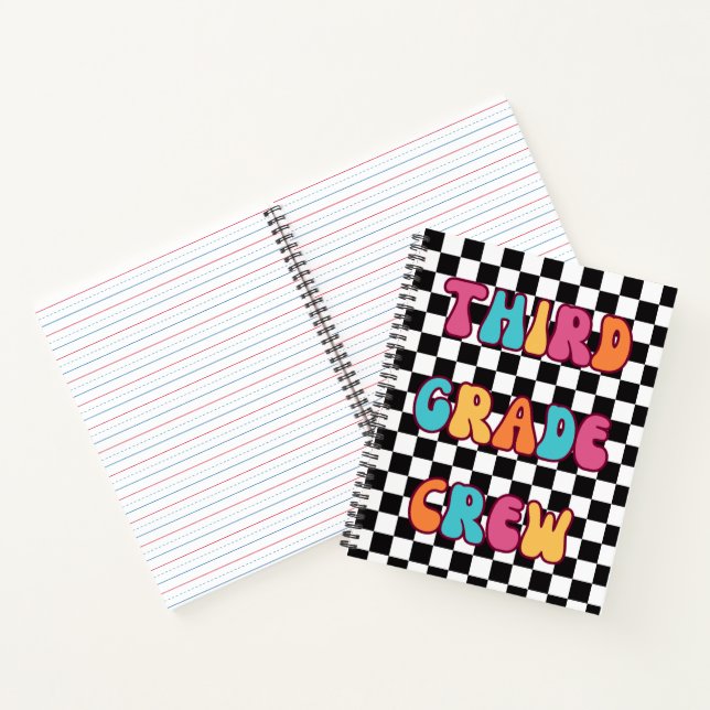 Black White Checkered Third Grade Crew Notebook (Inside)