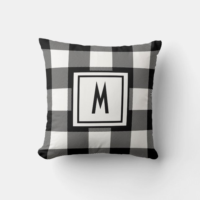 Black & White Checkered Throw Pillow (Front)
