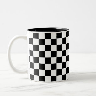 Black & White Checkered Two-Tone Coffee Mug