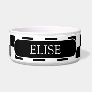 Black White Checkered Vintage Name Bowl
