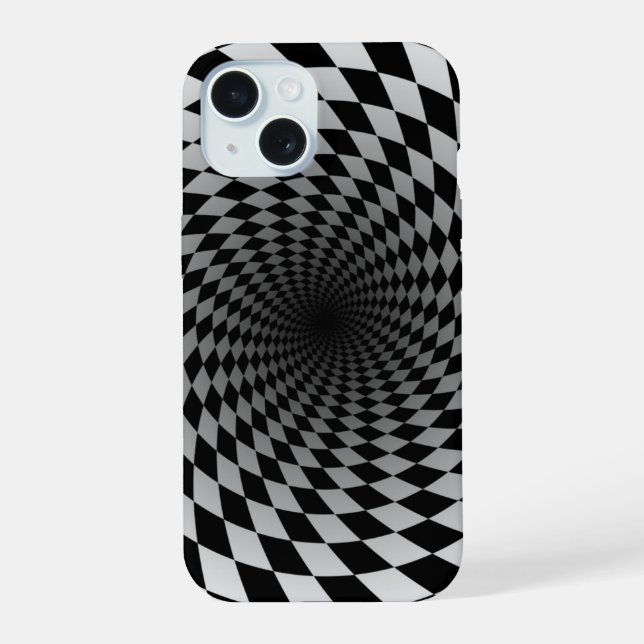 Black & White Checkered Vortex | Iphone Case (Back)