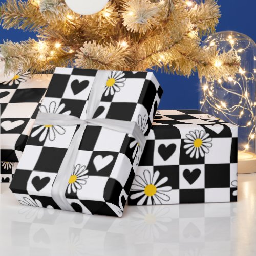 Black White Checkered Wrapping Paper