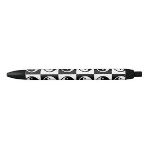 Black White Checkered Yin-yang Zen Block Print Pen