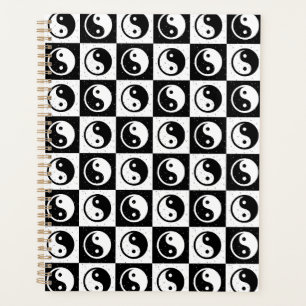 Black White Checkered Yin-yang Zen Block Print Planner