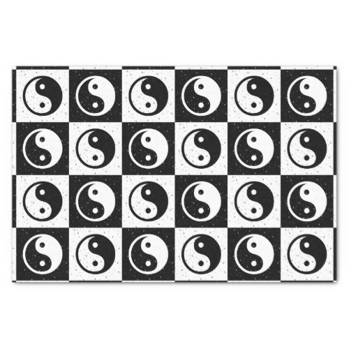 Black White Checkered Yin_yang Zen Block Print Tissue Paper