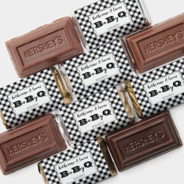 Black | White Checks Baby Q BBQ Shower Hershey's Miniatures (Assorted)