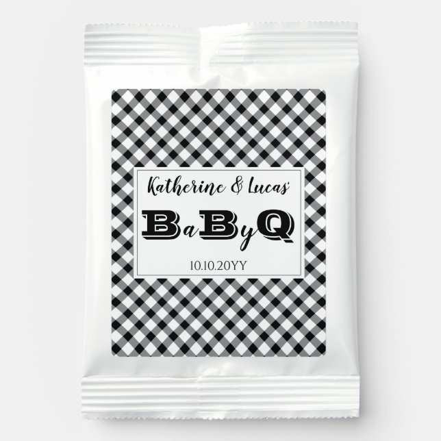 Black | White Checks Baby Q BBQ Shower Margarita Drink Mix (Front)