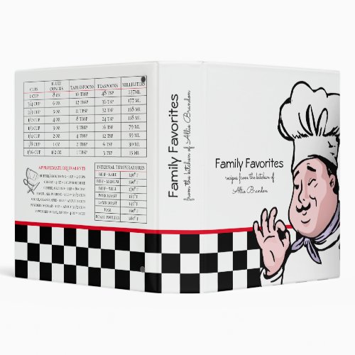 Black White Checks Chef Recipe Binder