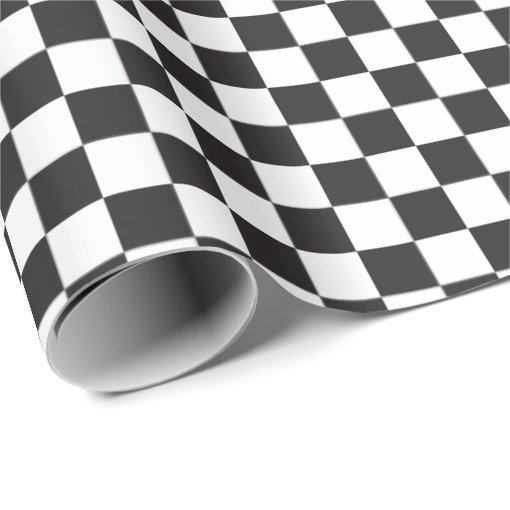 Black & [White] Checks Small Checkerboard Checkers Wrapping Paper | Zazzle