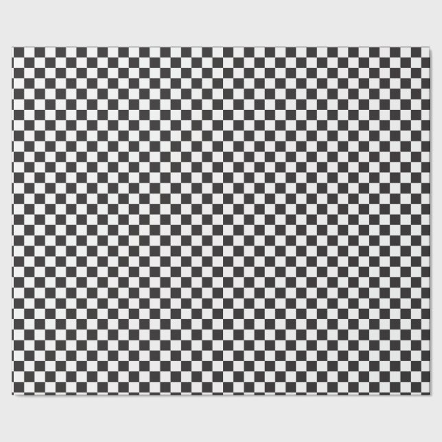 Black & [White] Checks Small Checkerboard Checkers Wrapping Paper (Seam)