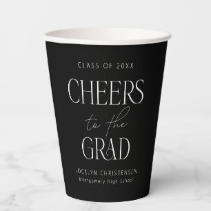 Black White Cheers to the Grad Graduation Party Paper Cups