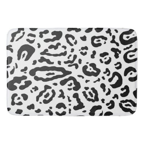 Black  White Cheetah Leopard Animal Print Bath Mat