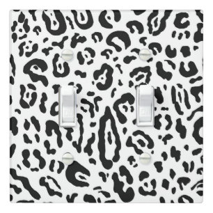Black & White Cheetah Leopard Animal Print Light Switch Cover