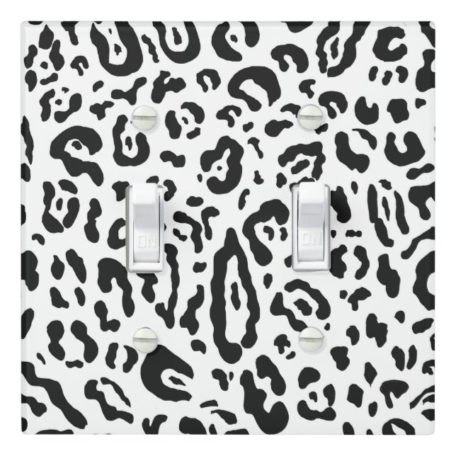 Black & White Cheetah Leopard Animal Print  Light Switch Cover (In Situ)