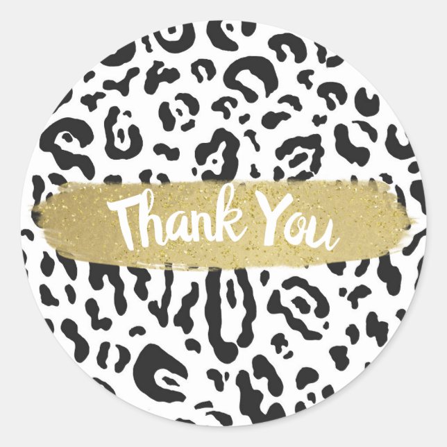 Black & White Cheetah Leopard Animal Print Party Classic Round Sticker (Front)