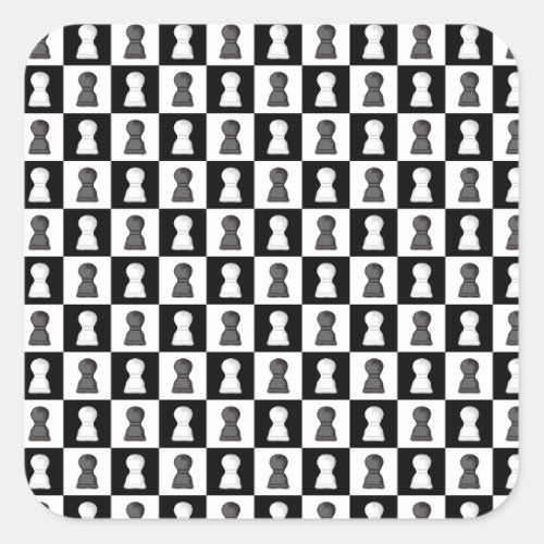 Black  White Chess Allover Chess Board Pattern  Square Sticker